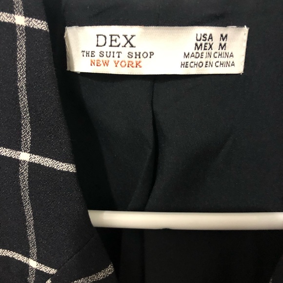 🆕 Dex Double Breasted Windowpane Blazer Medium Navy Mono Grid - Picture 5 of 8